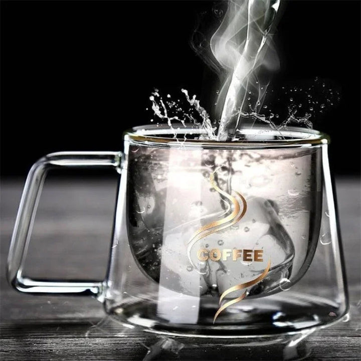 200ml Double Wall Glass Coffee Mug with Handle Transparent Heat-resistant Espresso Cup Breakfast Latte Cappuccino Tea Cup Design & Casa 