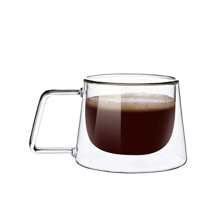 200ml Double Wall Glass Coffee Mug with Handle Transparent Heat-resistant Espresso Cup Breakfast Latte Cappuccino Tea Cup Design & Casa B 200ml 