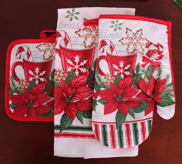 [BRINDE]Kit Pano De Prato Luva E Pegador Flor de Natal giftbox_ghost_product Design & Casa 