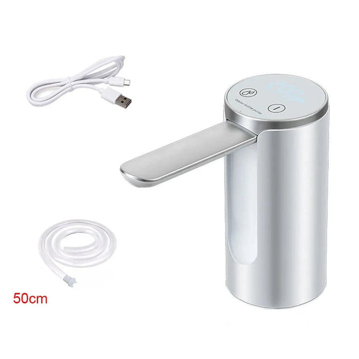 Electric Water Gallon Bottle Pump Automatic Water Dispenser Pump 19 Liters Foldable Desktop Water Bottle Pump H3 Rechargeable Design & Casa White 