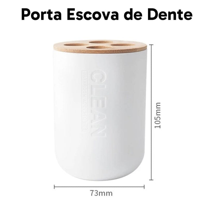 Kit para Banheiro Bambu Branco - Diversas Peças Kit para Banheiro Bambu Branco - Diversas Peças Design & Casa 