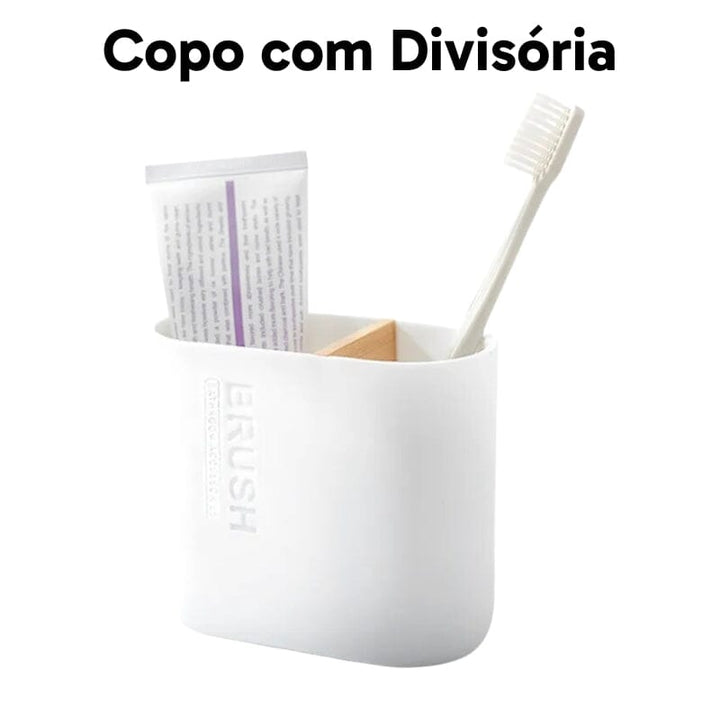 Kit para Banheiro Bambu Branco - Diversas Peças Kit para Banheiro Bambu Branco - Diversas Peças Design & Casa Copo com Divisória 