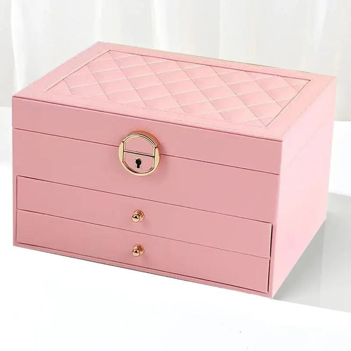 Large Jewelry Storage Box Multi-Layer Organizer For Jewelry Necklace Earring Leather Jewellery Storage Packaging Display Boxes Design & Casa Pink 