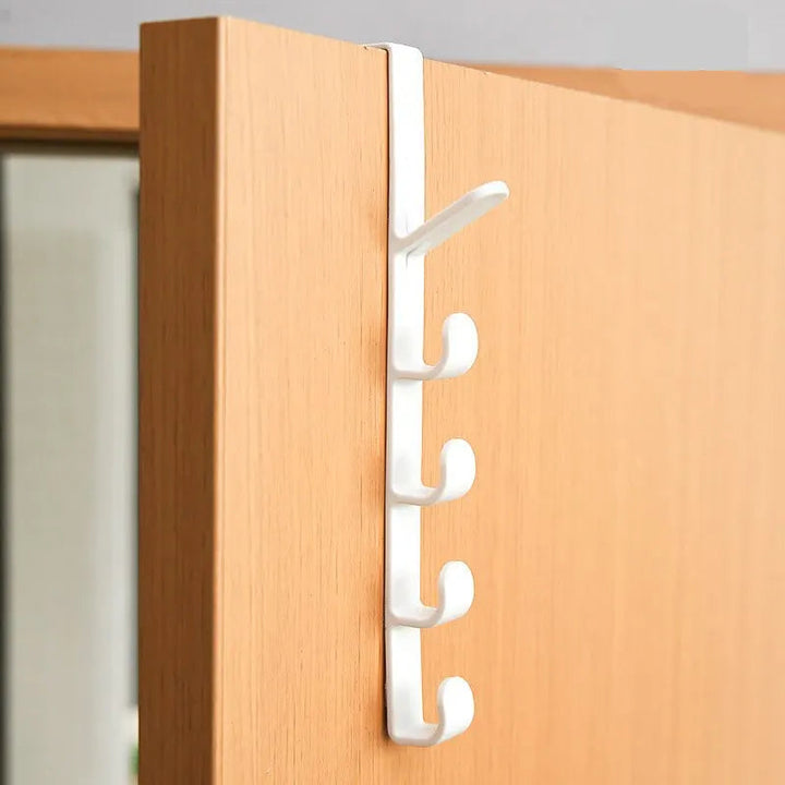 Multifunctional Fivesegment Hook Portable Coat Hook Door Towel Hook Free Punching Seamless Hook Design & Casa white 