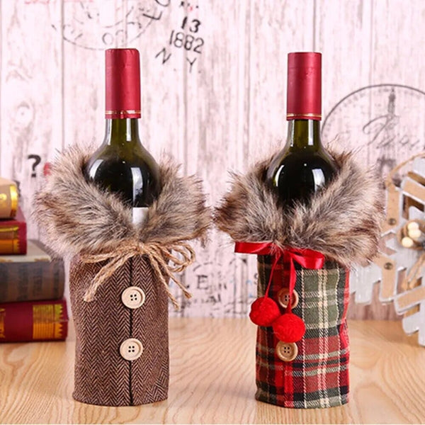 Porta Vinho Decoração Natalina - Xadrez Enfeite de Natal para Garrafa Design & Casa 